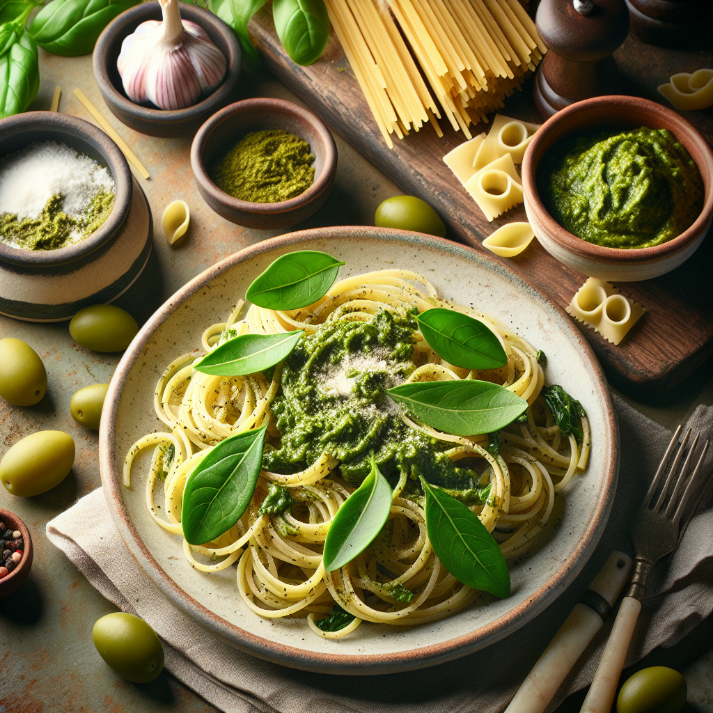 Recept: Pasta s čerstvým pestem z olivových listů